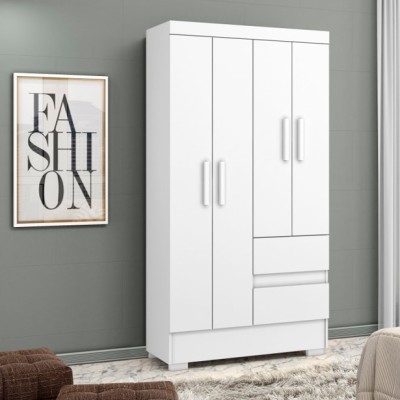 Guarda Roupas Solteiro 4 Portas 2 Gavetas Atacama Branco Coimbra Aramóveis COD 